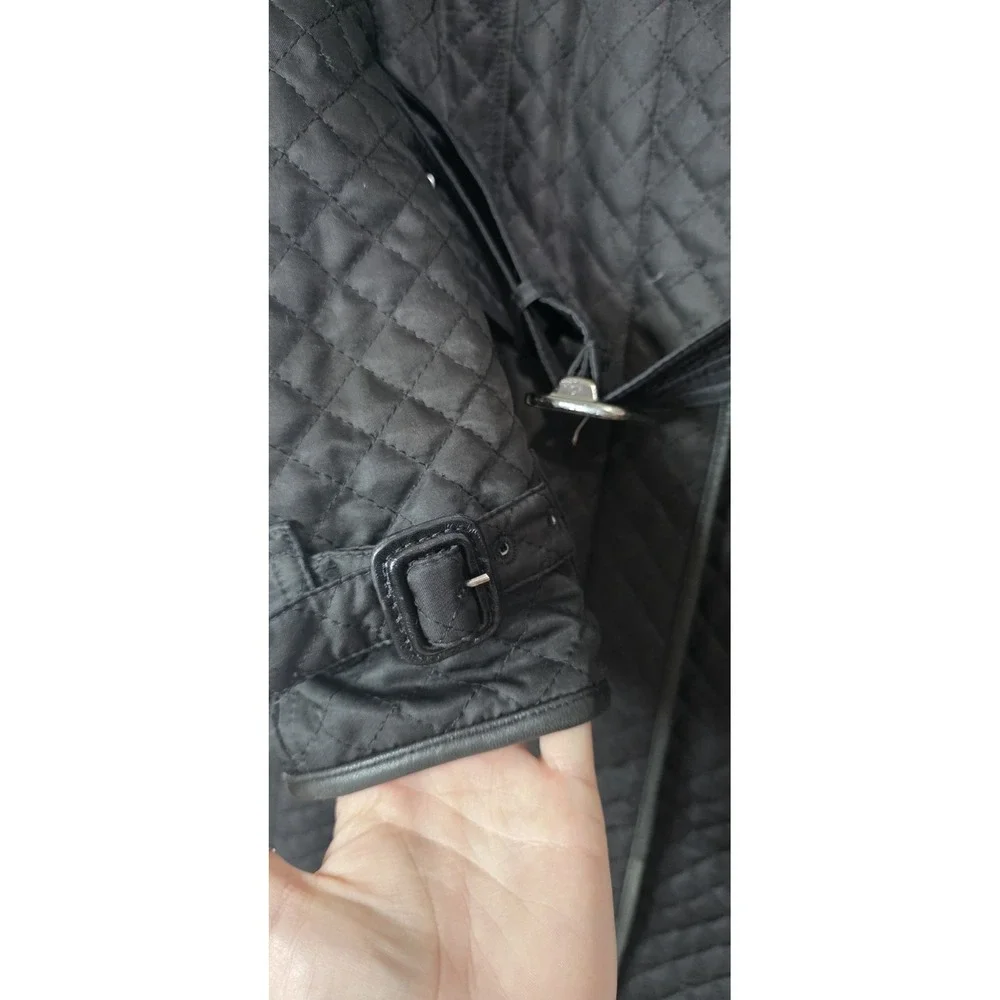 Burberry‎ London Quilted Mid Knee Length Trench Coat Jacket Black Woman 6 Belt - Picture 2 of 12